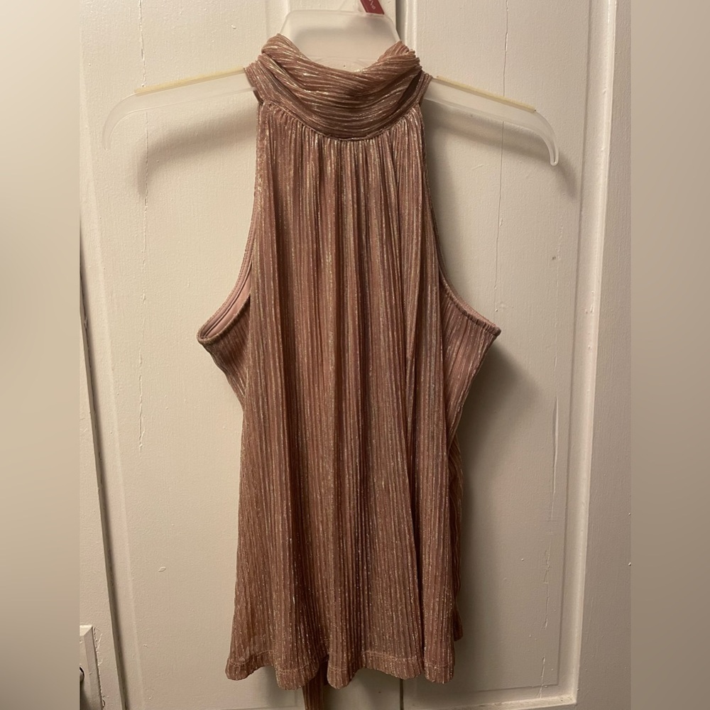 NINE WEST Metallic Mock Neck Top